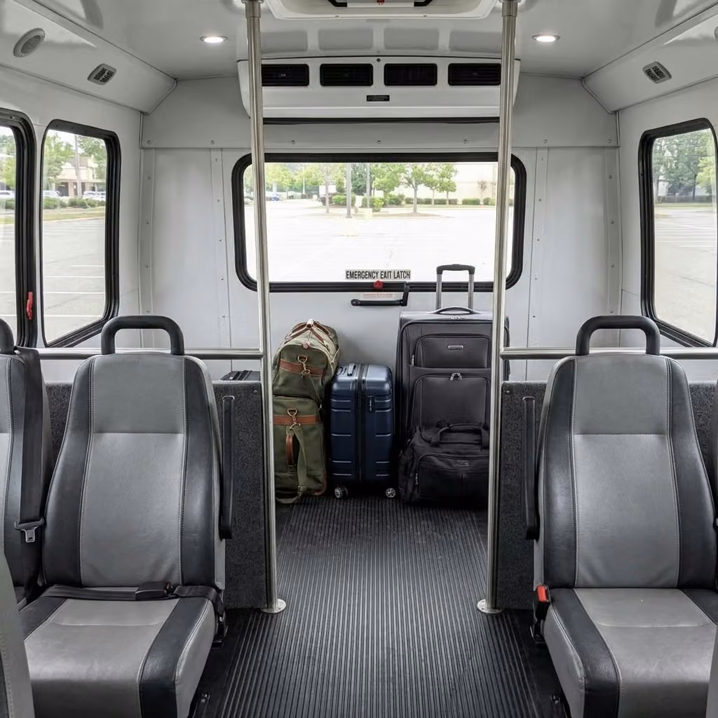 naugatuck 28 passenger minibus luggage area