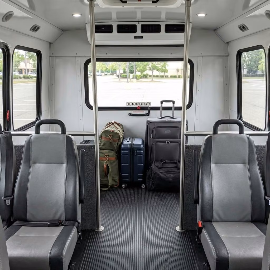 naugatuck 30 passenger minibus luggage area